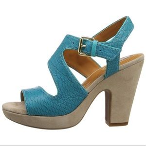 Geox D Nurit B Turquoise Python Platform Sandals